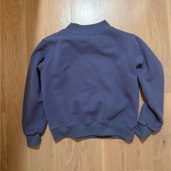 PARKE FLEECE VARSITY MOCKNECK BLUE WITH WHITE WORDS S/M - Picture 4 of 5